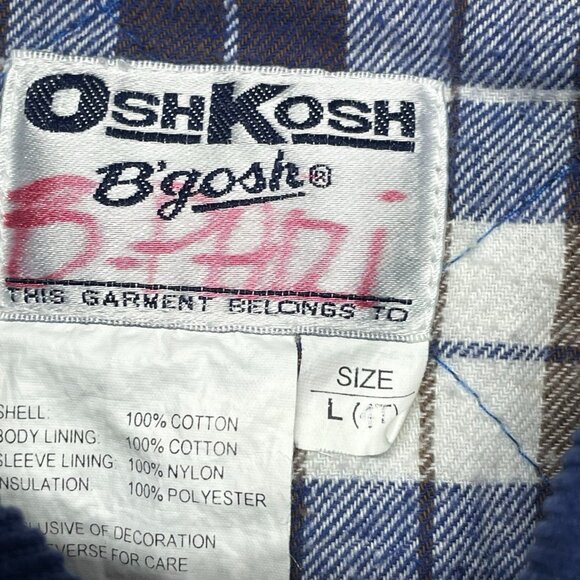 Vintage Oshkosh B'gosh Denim Chore Coat Barn Jacket Flannel Lined Youth L 4T - Picture 6 of 9
